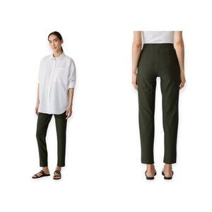 EILEEN FISHER Olive Washable Stretch Crepe Pants with Slits - Size XS / TP